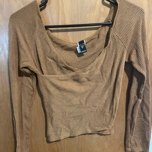 Long sleeve brown crop top